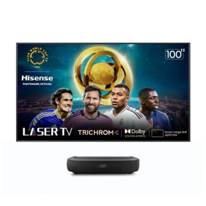 Image de Hisense L9H Laser TV Trichroma 100″ – Projecteur Ultra-Court 4K HDR, Dolby Vision & Atmos, Google TV, écran ALR inclus
