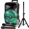Image de Enceinte active DJ My Deejay MDJ 12 RVB PACK à LEDs, 600W 12" USB, Bluetooth, Application Micros VHF et filaire, Support Pied