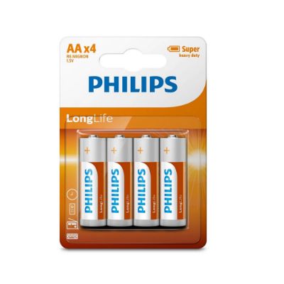 Piles LongLife Philips R6L4B/10 - Lot de 4 piles