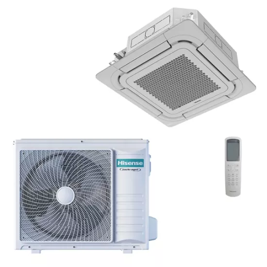 Climatiseur Cassette Réversible Hisense TURBO 24000 BTU – R32, A++/A++, Wi-Fi en Option, Télécommande et Panneau Inclus