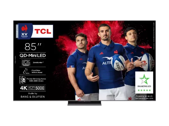 Smart TV TCL 85C89K – TV 85″ 4K QD-Mini LED – 144 Hz – Google TV – Son Bang & Olufsen 90 W