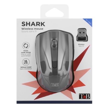 Souris sans fil T’nB Shark – optique 1000 dpi – USB 2,4 GHz – design ambidextre