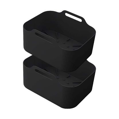 Paniers de cuisson en silicone ×2 – KitchenCook SILIPOT2 – Noir – Réutilisables pour Air Fryer