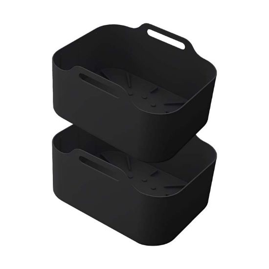 Paniers de cuisson en silicone ×2 – KitchenCook SILIPOT2 – Noir – Réutilisables pour Air Fryer
