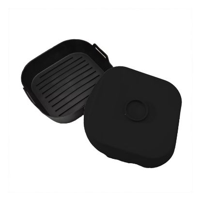 Paniers de cuisson en silicone ×2 – KitchenCook SILIPOT Square – Noir – Réutilisables pour Air Fryer