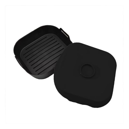 Paniers de cuisson en silicone ×2 – KitchenCook SILIPOT Square – Noir – Réutilisables pour Air Fryer