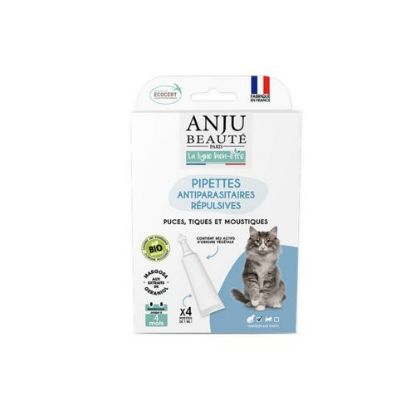 Pipettes antiparasitaires ANJU Beauté – Ecosoin Bio pour chat – lot ×4 Pipettes antiparasitaires ANJU Beauté – Ecosoin Bio pour chat – lot ×4