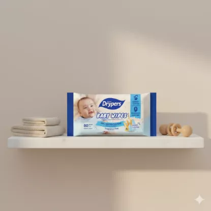 Lingettes Drypers - 99% teneur en eau - Sans parfum - 80 Lingettes