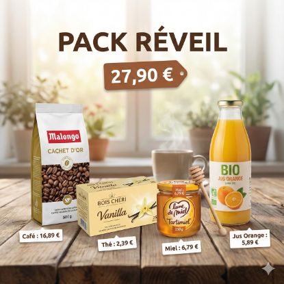 Picture of Pack Réveil Gourmet : Café Malongo + Thé Bois Chéri + Miel + Jus bio
